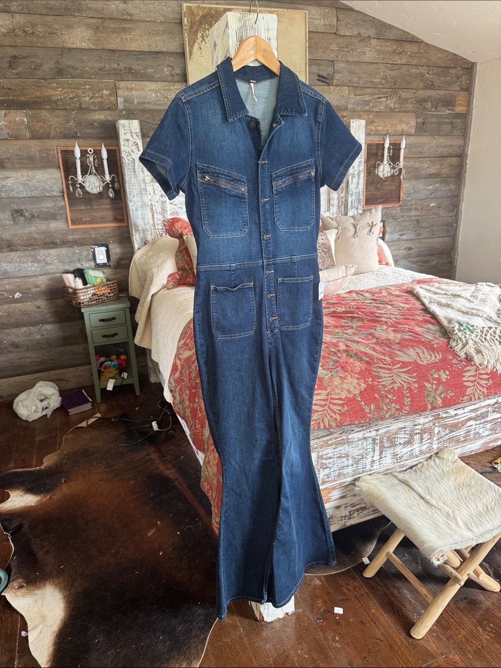 Free People Indigo Blue Denim Jumpsuit